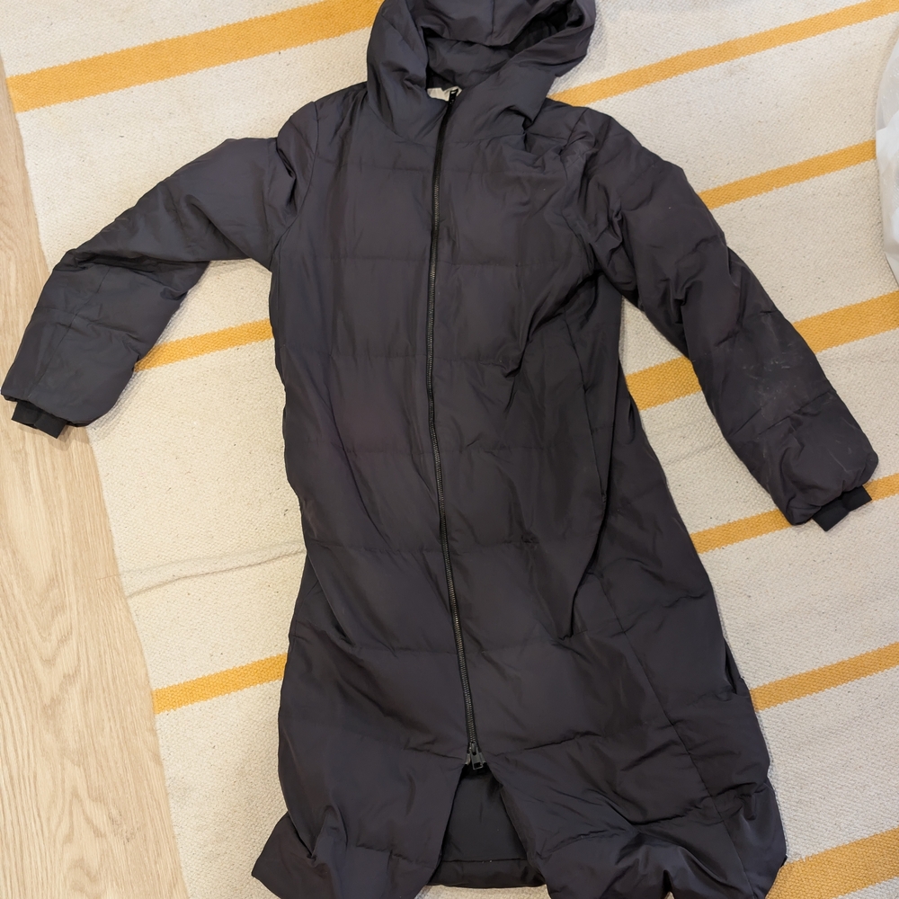 COS Dark Gray Hooded Puffer Coat